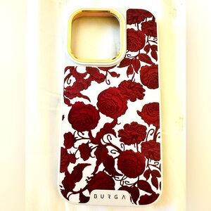 BURGA iPhone 14 Pro Elite Light MagSafe Tease Me Red & Cream Floral Phone Case